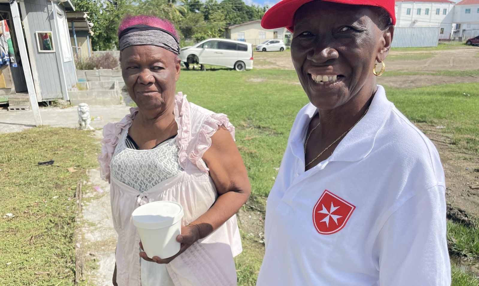 Distribution of food parcels to people in need begins.